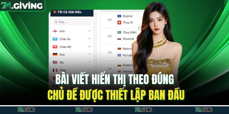 Bài viết hiển thị theo đúng chủ đề được thiết lập ban đầu